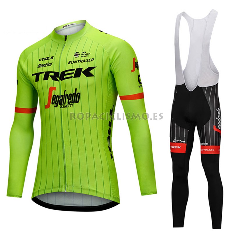 2018 Maillot Trek Segafredo Tirantes Mangas Largas Verde